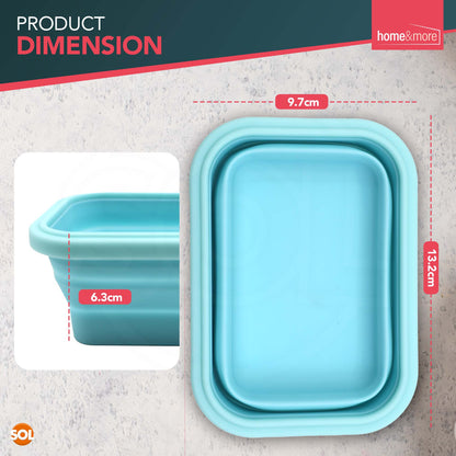 2PK Silicone Collapsible Food Storage Containers 5Inch 350ml Lunch Box with Lids