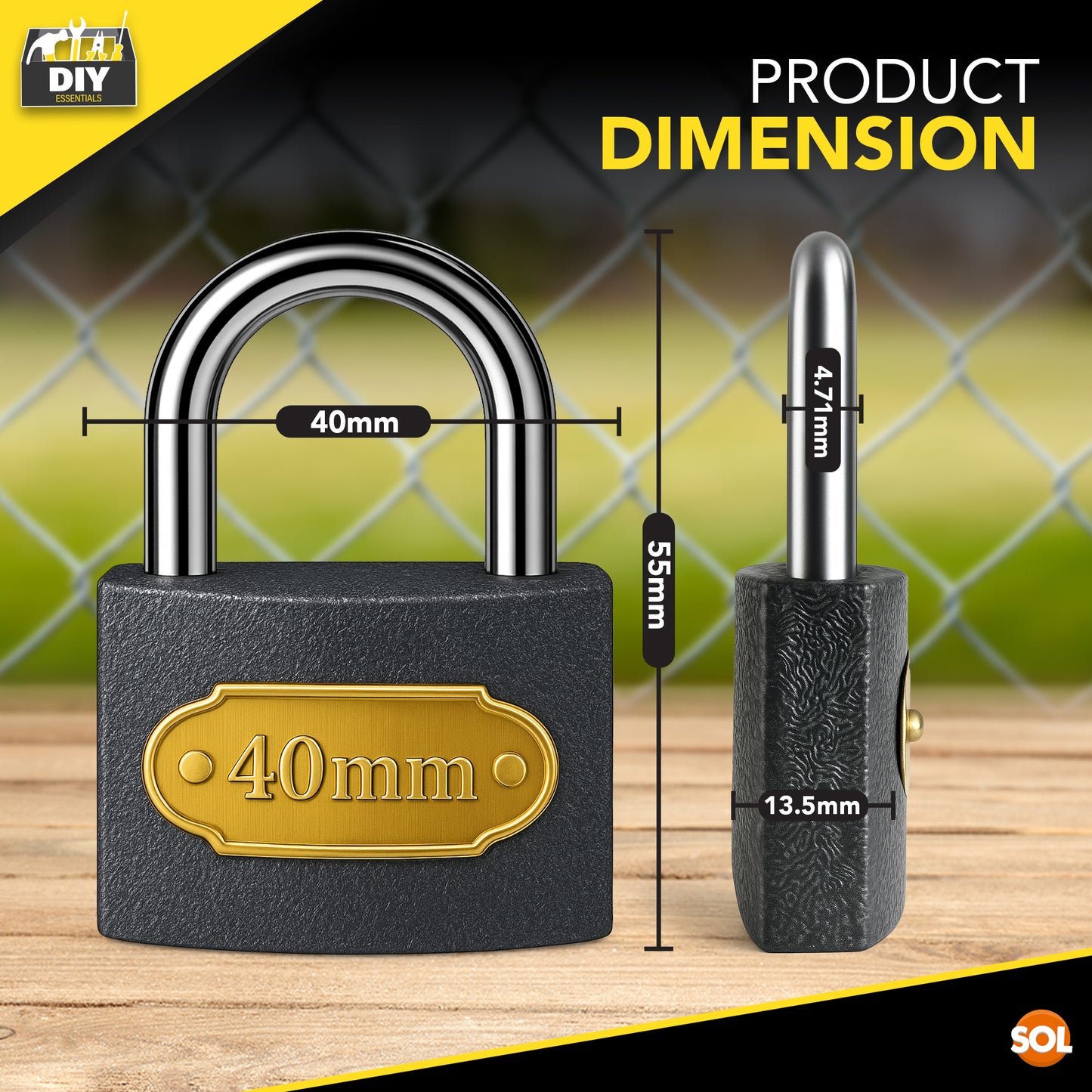 Padlock 40mm with 2 Keys | Heavy Duty Outdoor Security Lock | 2 Pack