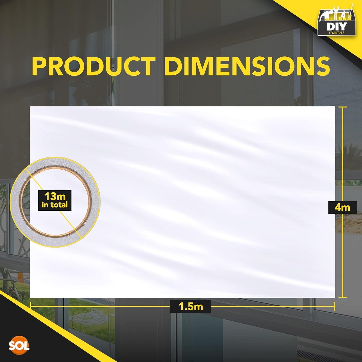 Window Insulation Film Kit 1.5Mx4M | Shrink Fit Double Glazing Draught Excluder