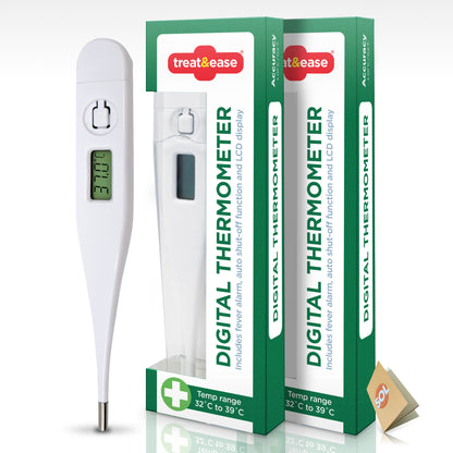 Digital Thermometer | Medical LCD Baby Adult Fever Alarm | 2 Pack
