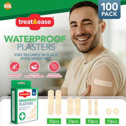 100pk Assorted Waterproof Adhesive Plasters Breathable First Aid Healing Bandage