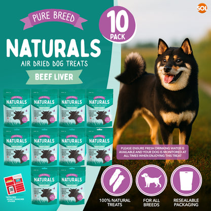 Pure Breed 10pk Beef Liver Treats For Dogs - Natural Dog Treats 500g