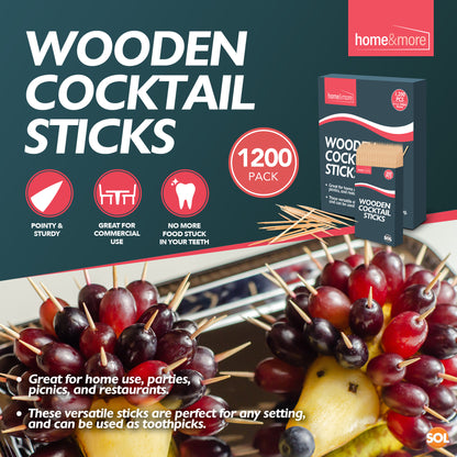 1200 Bamboo Wooden Toothpicks Cocktail Sticks Dental Floss Oral Care Tooth Picks
