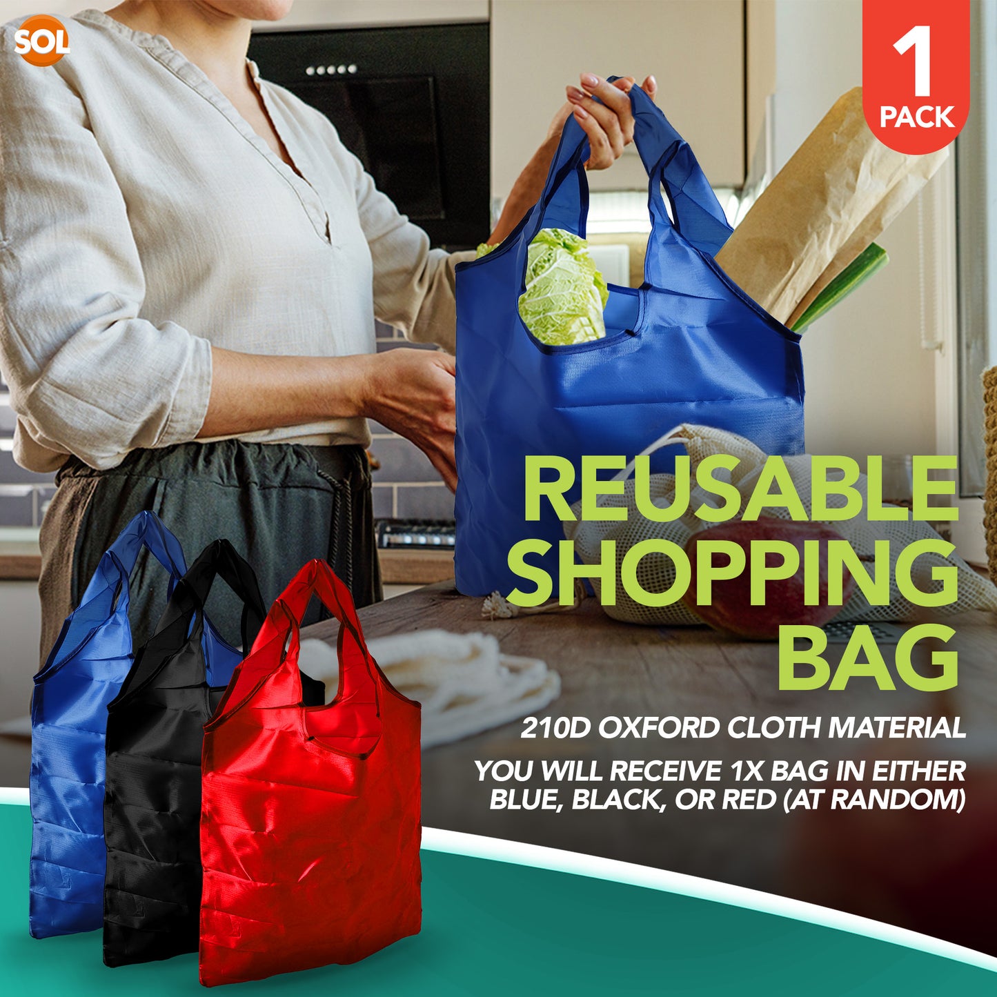Reusable Foldable Shopping Bag In Pouch Ladies Eco Large Grocery Fold Away Tote