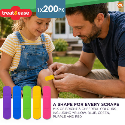 200pk Kids Plasters - Washproof Plasters for Kids Assorted Sizes
