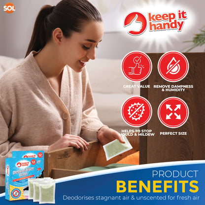 12-36 Small Space Dehumidifier Bags Wardrobe Sachets Damp Mould Moisture Drawers