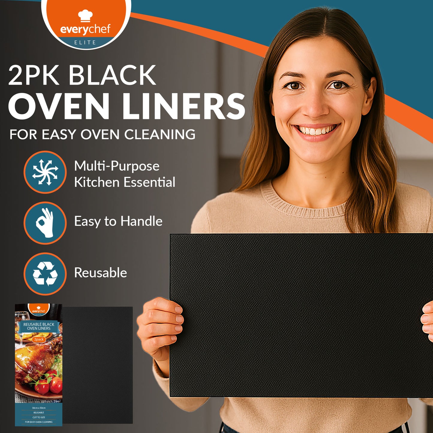 2-6pk Oven Liners Heavy Duty Non Stick Reusable Teflon Bottom Oven BBQ Cooker