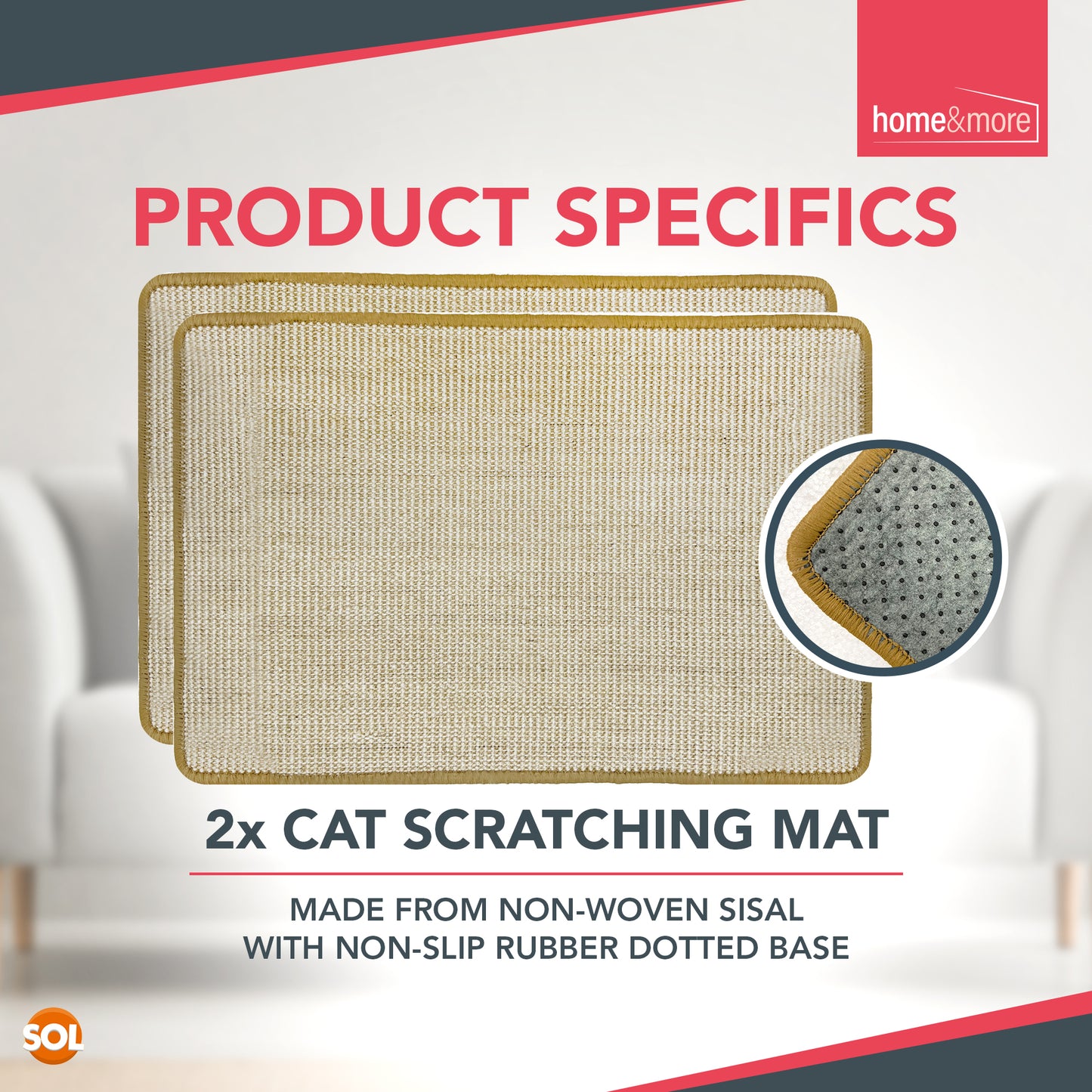 2pk Cat Scratching Mat Sisal 60x40cm Kitten Scratcher Board Pad Pet Toy Supplies