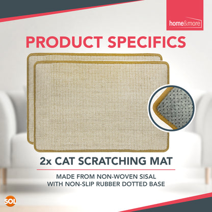 2pk Cat Scratching Mat Sisal 60x40cm Kitten Scratcher Board Pad Pet Toy Supplies