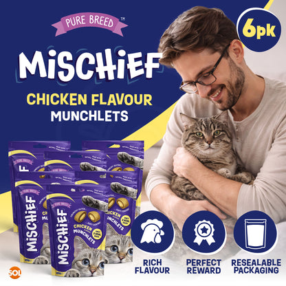 6-12pk Cat Pillow Chews Chicken Crunchy Cat Treats 125g Training Bulk Snack