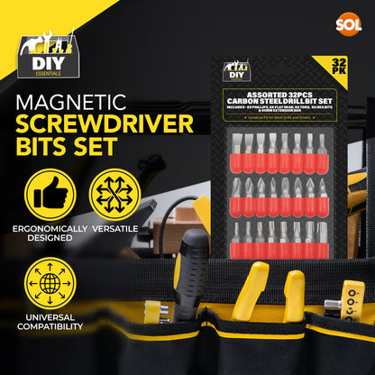 32pk Carbon Steel Drill Bit Set - Asosorted Drill & Screwdriver