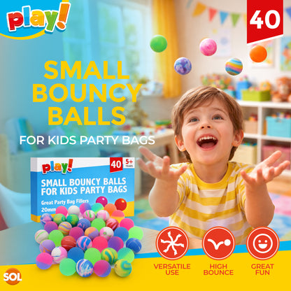 40pk Small Bouncy Balls for Kids Party Bags - 1.8cm Rubber Balls