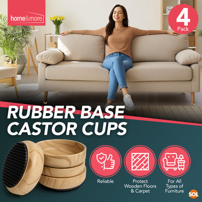 4 - 16 Rubber Castor Cups | Non-Slip Furniture Floor Protectors