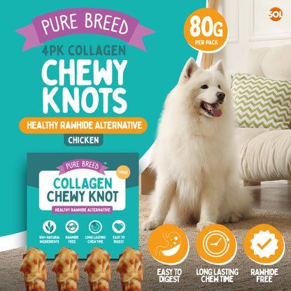4-12pk Collagen Dog Treats Chicken Chewy Rolls Large Long Lasting Easy Digest