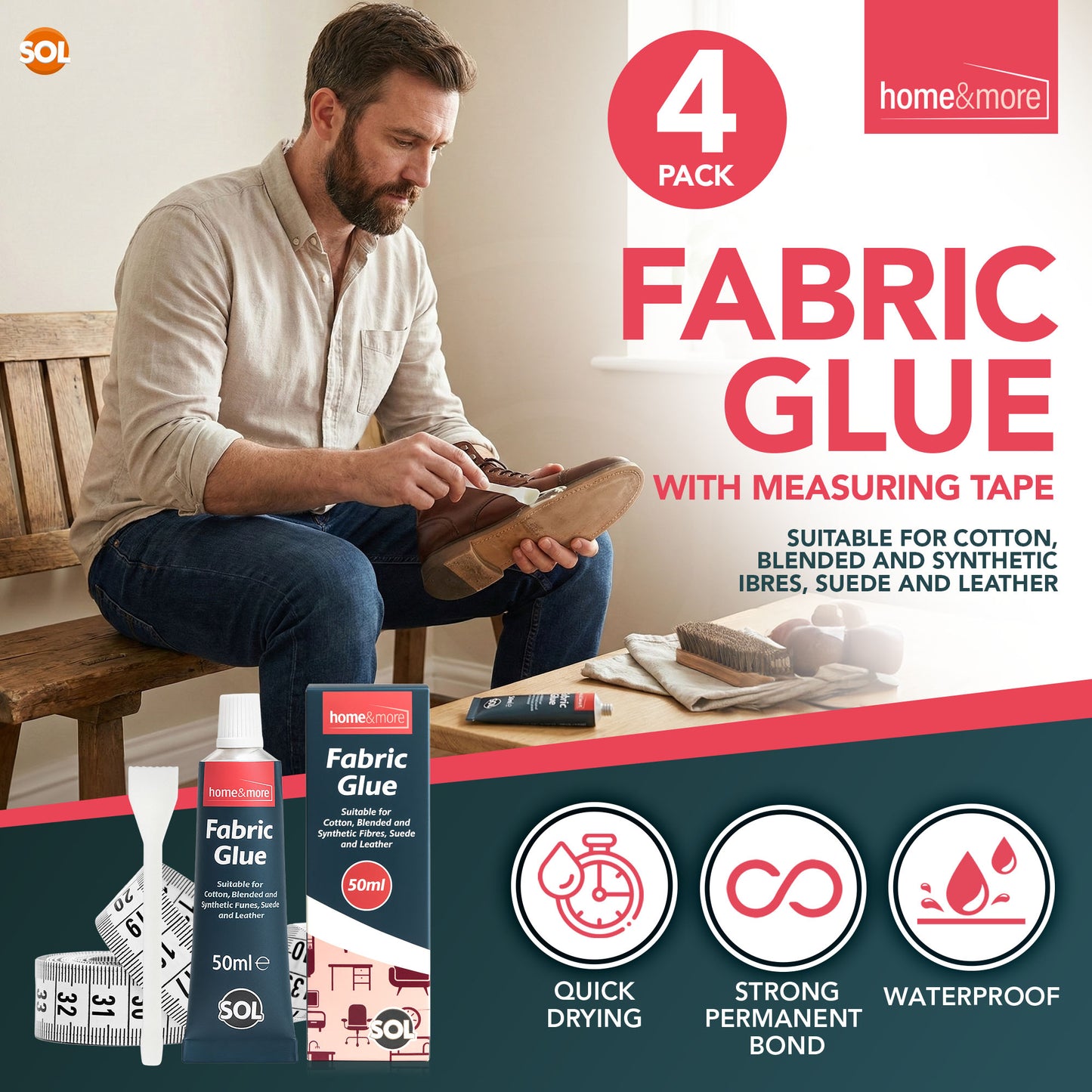 Fabric Glue 50ml | Washable Repair Adhesive for Sewing
