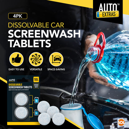 Dissolvable Screen Wash Tablets for Cars | Streak-Free Shine | 4 Pack