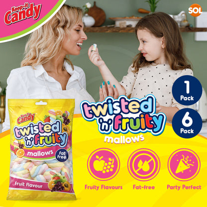 1-6pk Fruit Flavour Twisted Marshmallows Mini Mallows Bulk Party Sweets Candy