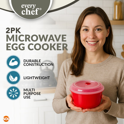 2pk Microwave Egg Cooker - Plastic Poacher for Soft or Hard Eggs