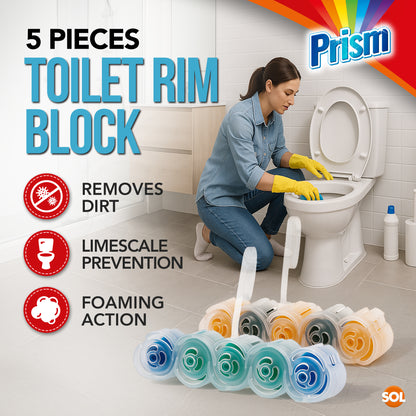 4pk Toilet Rim Blocks Multipack, Lemon & Ocean Fresh Scented Fragrance Cleaner with Foaming Action Limescale Prevention, Lasting Freshness in Every Flush, Daily Bathroom Odour Deodoriser 180g(45gx4)