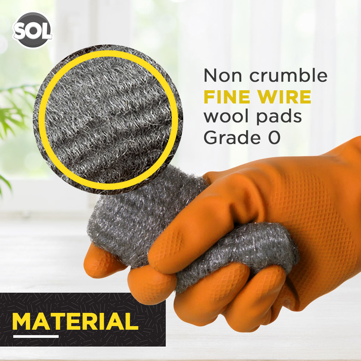 SOL 24pk Steel Wool Pads – Fine Grade 0 Metal Scourers for Polishing, Buffing, Rust Removal, Paint Prep – Multipurpose Scourers for Cleaning Wood, Furniture, Surfaces & DIY Tasks