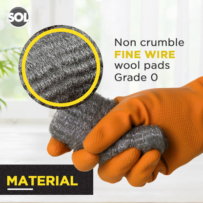 SOL 24pk Steel Wool Pads – Fine Grade 0 Metal Scourers for Polishing, Buffing, Rust Removal, Paint Prep – Multipurpose Scourers for Cleaning Wood, Furniture, Surfaces & DIY Tasks
