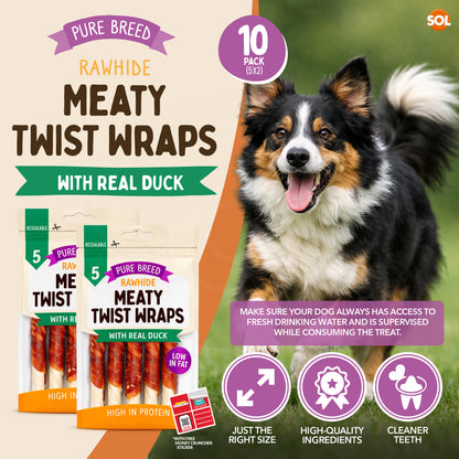 Dog Chews Rawhide Duck Snack | Healthy Treats | 10 Pack