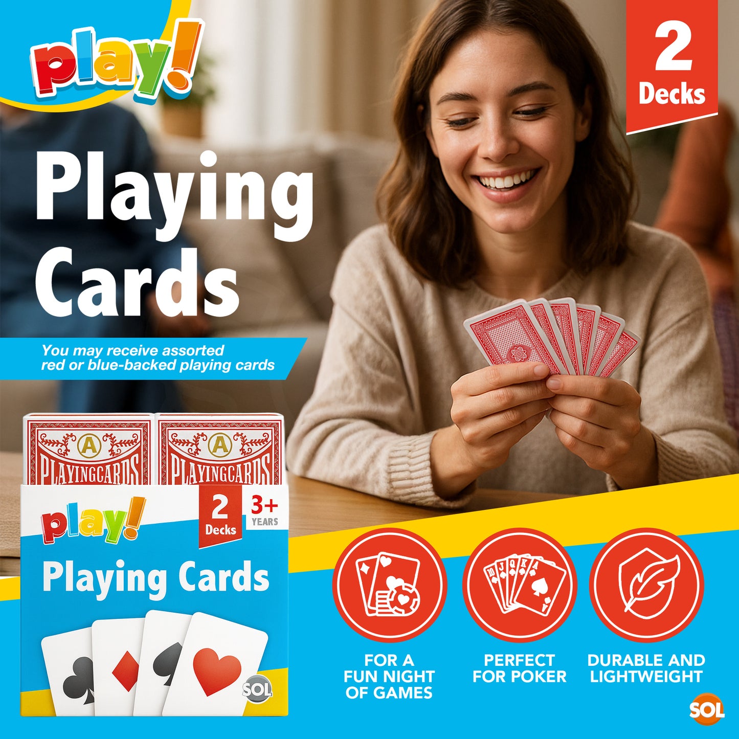 Playing Cards | Plastic Coated Professional Poker Deck | 2 Pack