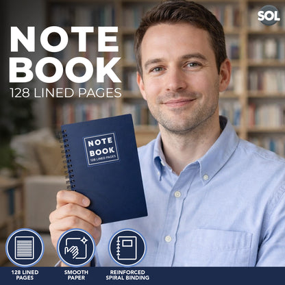 A5 Notebook Spiral Bound Ruled Lined Notepad | 128 Pages School Note Pad