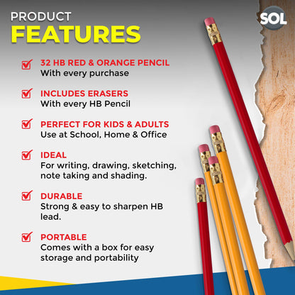 32-96 Strong HB Pencils with Eraser Rubber Tips Office School Drawing Art Craft