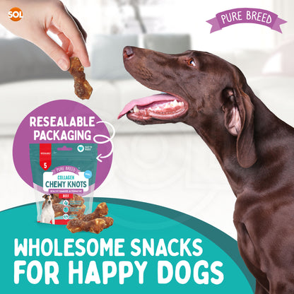 20-60pk Collagen Chewy Knots Beef Small Dog Chews Rawhide Free Reward Treats