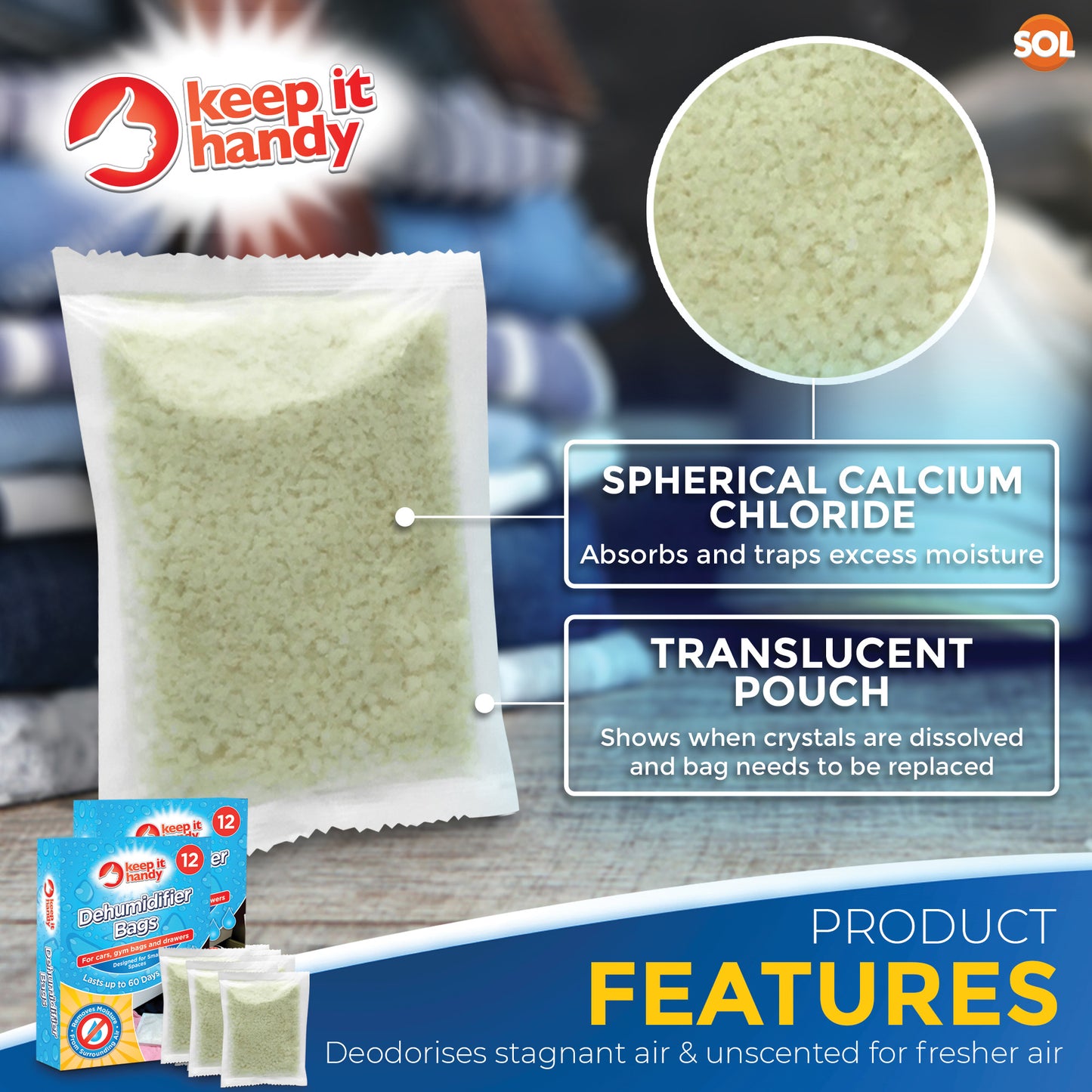 12-36 Small Space Dehumidifier Bags Wardrobe Sachets Damp Mould Moisture Drawers