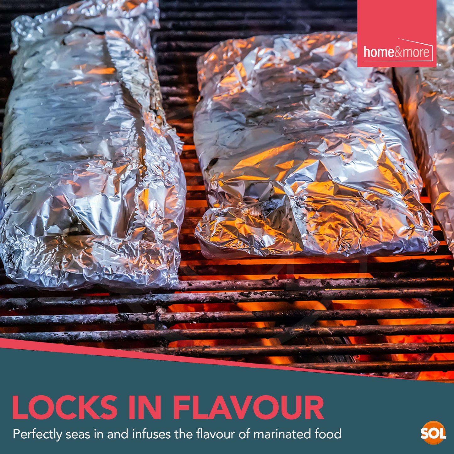 SOL 24pk Tin Foil 192m in Total - 8m x 29cm Large Size - Non-Stick Tin Foil for Wrapping, Grilling, BBQ & Baking – Heavy-Duty Silver Cooking Foil with Cutter