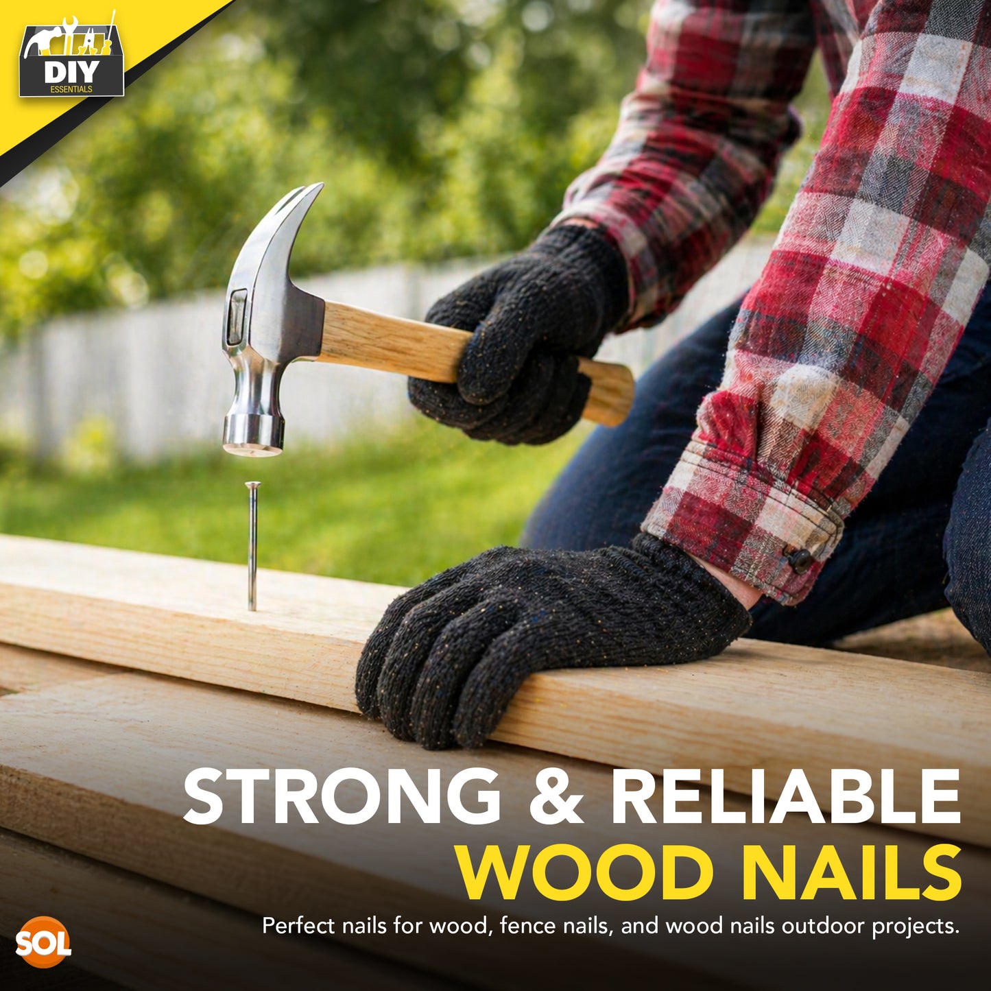 SOL 500pk Nail Set - 60mm, 40mm, 30mm, 25mm, 20mm - Versatile Iron Nails For DIY Projects, Crafting, And Home Décor - Multipurpose Assorted Sizes For Repairs & Woodworking