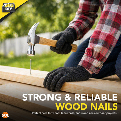 SOL 500pk Nail Set - 60mm, 40mm, 30mm, 25mm, 20mm - Versatile Iron Nails For DIY Projects, Crafting, And Home Décor - Multipurpose Assorted Sizes For Repairs & Woodworking