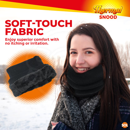 SOL 3pk Thermal Snoods for Men and Women - Thick Neck Warmer Fleece Snoods, Neck Gaiter for Winter - Warm and Comfortable Snoods for Walking, Skiing, and Outdoor Activities