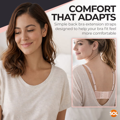 SOL 3pk Bra Extenders with 3 Hooks - Black, White and Skin Colour Shades