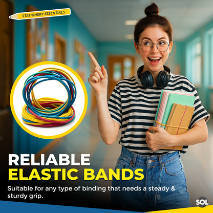 Strong Elastic Rubber Bands | Assorted Colours Home School Office | 400 Pack