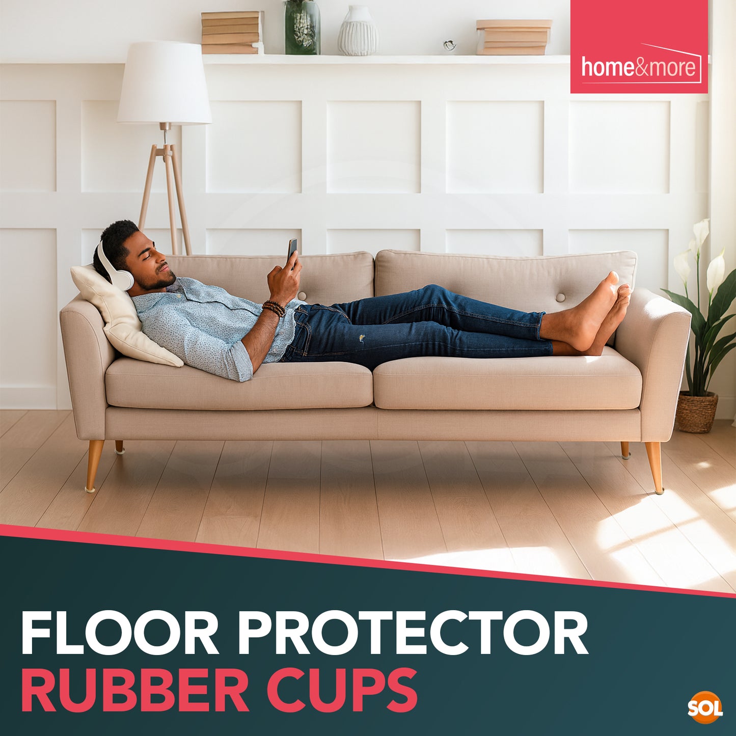 4 - 16 Rubber Castor Cups | Non-Slip Furniture Floor Protectors