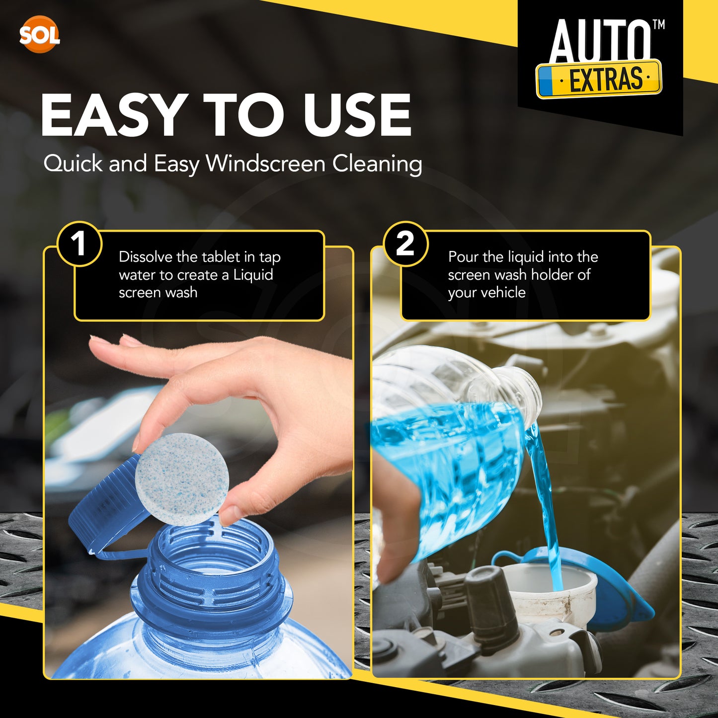 Dissolvable Screen Wash Tablets for Cars | Streak-Free Shine | 4 Pack