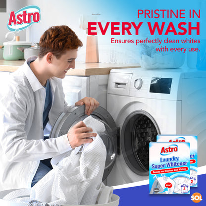 6pk Laundry Super Whitener Oxi White Washing Powder 2 x 3 Sachets All Fabrics