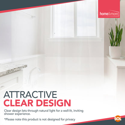 Shower Curtains Clear with Ring Hooks 180 x 180 cm Bathroom Waterproof Polyester