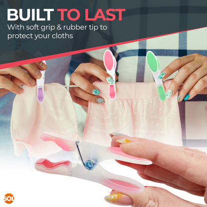 360 Pack Soft Grip Clothes Pegs | 12 x 30pk Plastic Washing Line Pegs | Strong Laundry Pegs with Non-Marking Grip | Heavy Duty Clothes Line Pegs in Red, Lavender & Green | Durable Rust-Resistant Outdoor Pegs