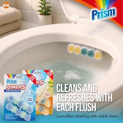 4pk Toilet Rim Blocks Multipack, Lemon & Ocean Fresh Scented Fragrance Cleaner with Foaming Action Limescale Prevention, Lasting Freshness in Every Flush, Daily Bathroom Odour Deodoriser 180g(45gx4)