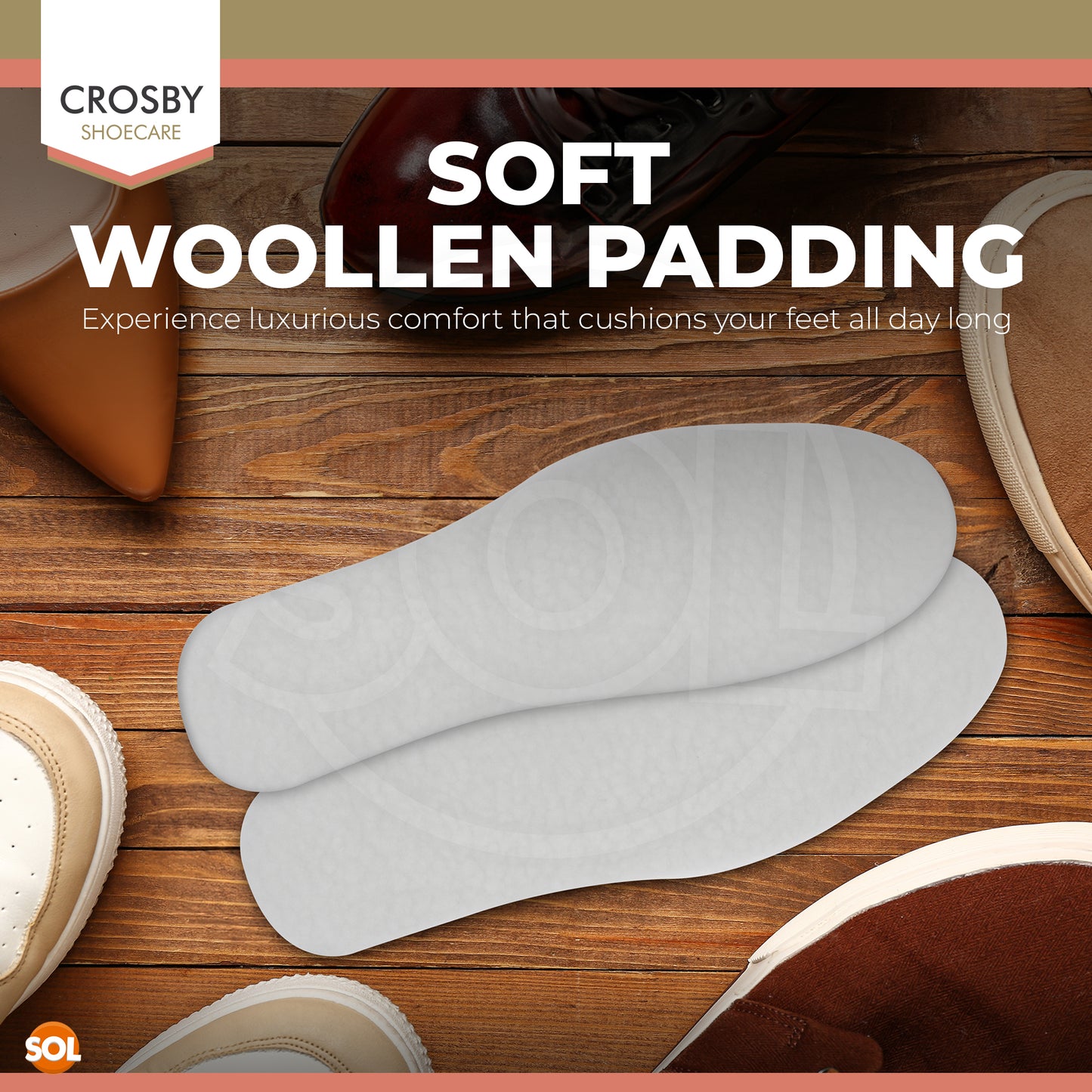 2 Pair Synthetic Woollen Insoles for Men & Women, Cut-to-Size Warm Shoe Inserts for Boots & Trainers, Soft Cushioned Winter Footbed, Breathable Non-Slip Padded Insole Liner for Comfort & Support