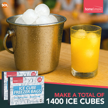 Ice Cube Freezer Bags | Makes 1,400 Cubes for BBQ, Drinks | 50 Pack
