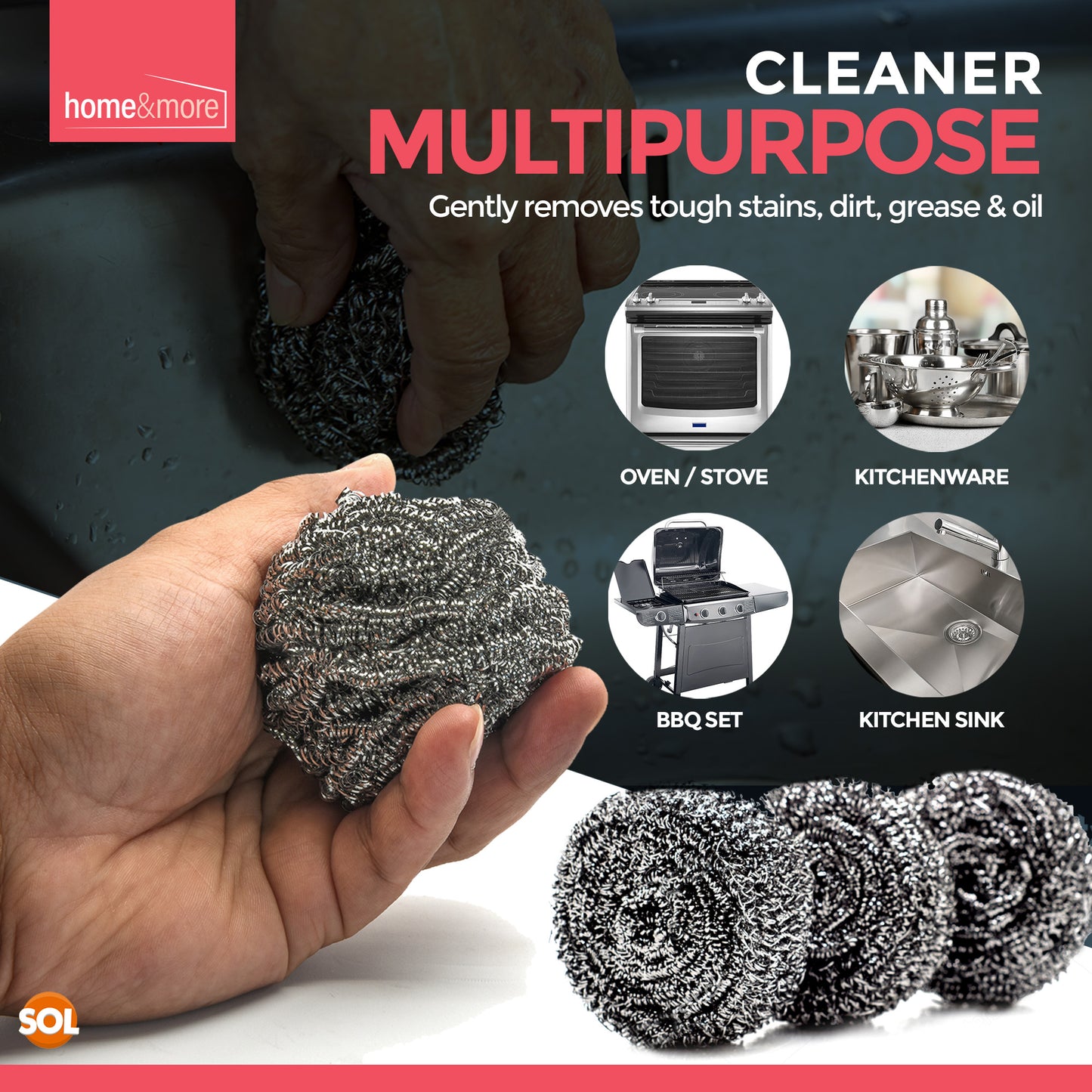 12pk Stainless Steel Scourers Heavy Duty Kitchen Wire Pan Pads Washing Cleaning