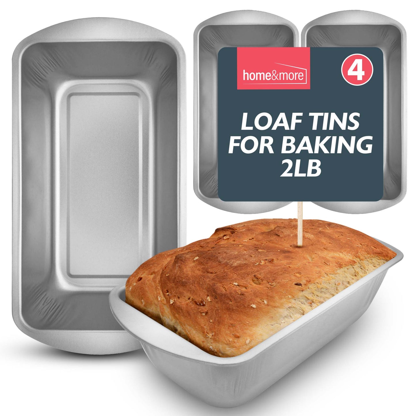 4pk 2lb Loaf Tin Set | 21 x 11 x 6.4 CM Bread Baking Cake Pan Oven Tray Bakeware