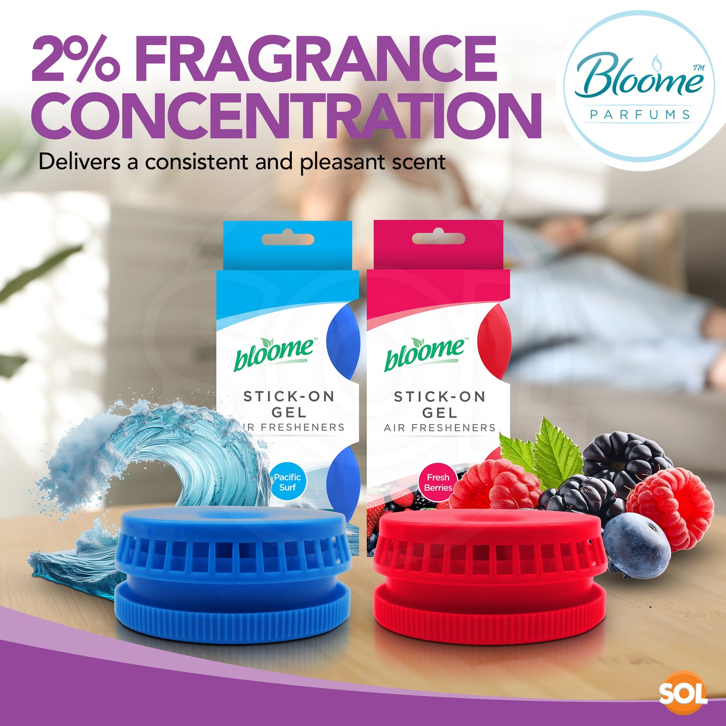SOL 12pk Stick-On Air Fresheners - Odour Eliminator for Bins, Kitchens & Rooms, Wheelie Bin Freshener Deodoriser, Long-Lasting Bin Odour Remover for Indoor & Outdoor Use
