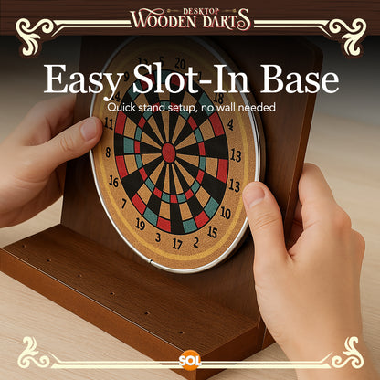 SOL Desktop Wooden Dart Board Set - Compact Tabletop Game for Ages 14+
