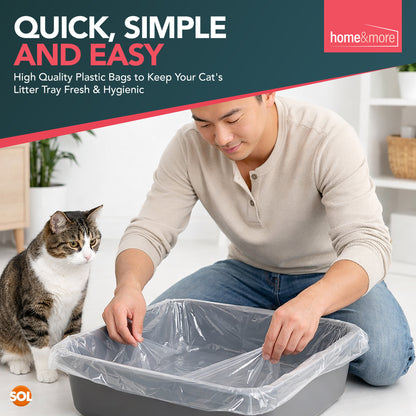 SOL 10pk Extra Large Cat Litter Tray Liners, 56cm X 70cm Thick Leak Proof Litter Bags, Tear-Resistant And Leak Proof Design For Easy Cleanup, Fit To Small To Large Cat Tray, Effortless Setup & Removal